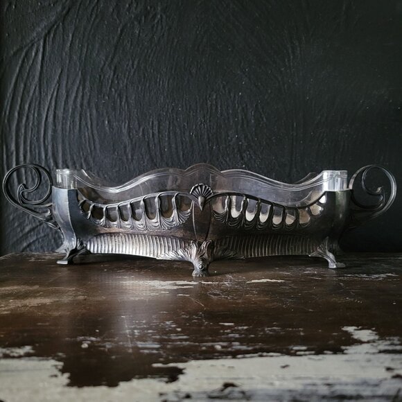 Antique Silverplate Art Nouveau Jardinière w/Glass Insert, WMF c.1900-1910 *Read - Picture 7 of 16